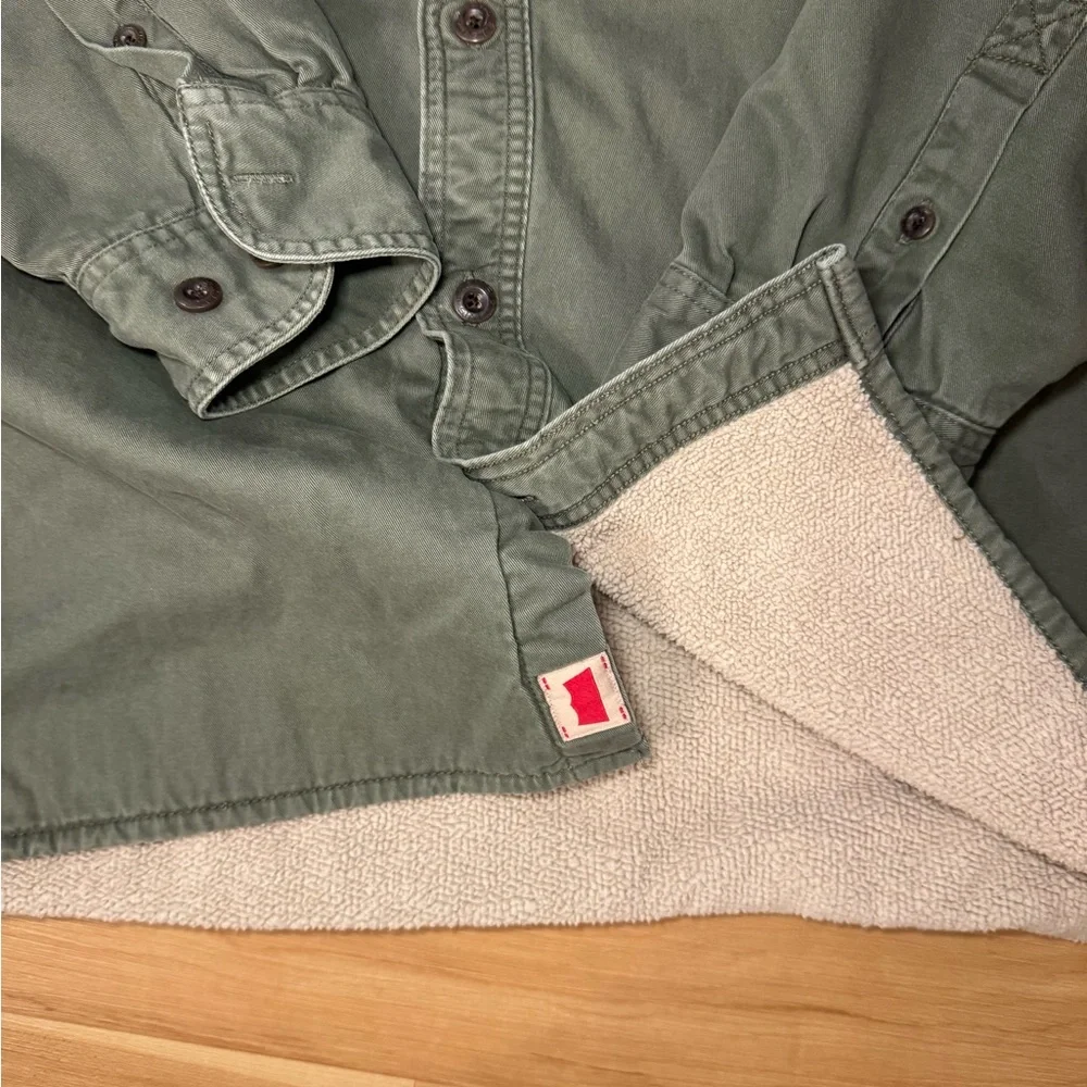 Levi's Cotton Olive Green Chore Jacket with Faux Sherpa Lining Size XL - Picture 3 of 7